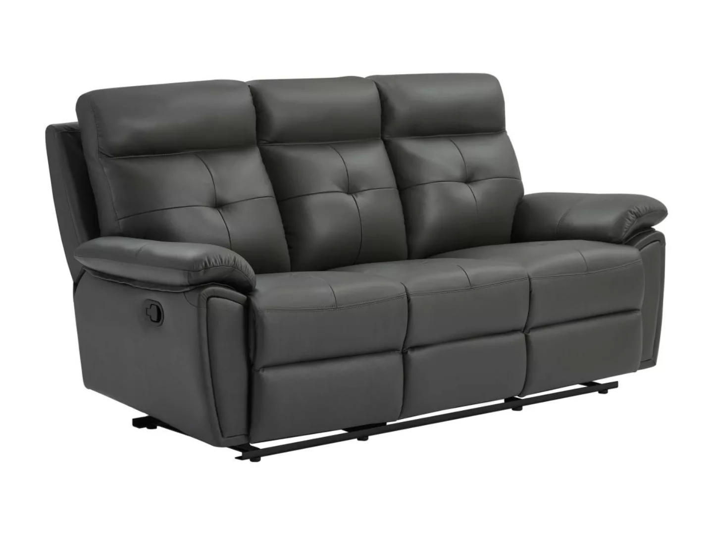 Relaxsofa 3-Sitzer - Leder- Grau - VINETA günstig online kaufen