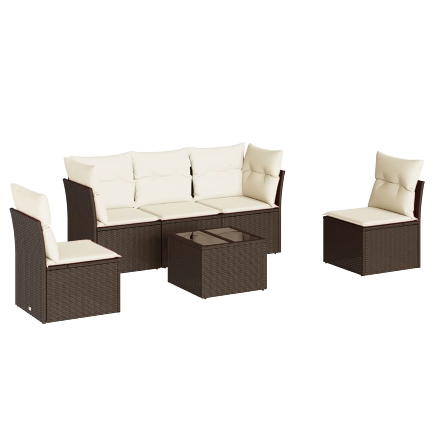 vidaXL 6-Tlg Garten-Sofagarnitur mit Kissen Braun Poly Rattan 3249202 günstig online kaufen