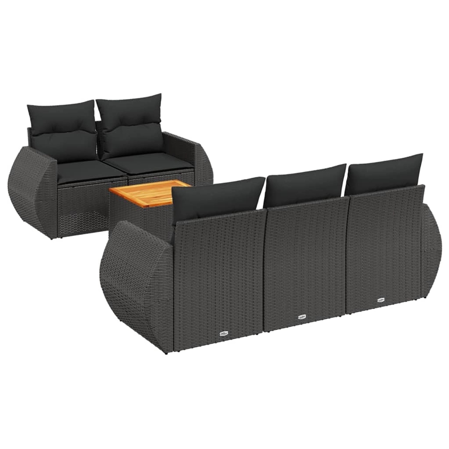 vidaXL 6-Tlg Garten-Sofagarnitur mit Kissen Schwarz Poly Rattan 3224886 günstig online kaufen