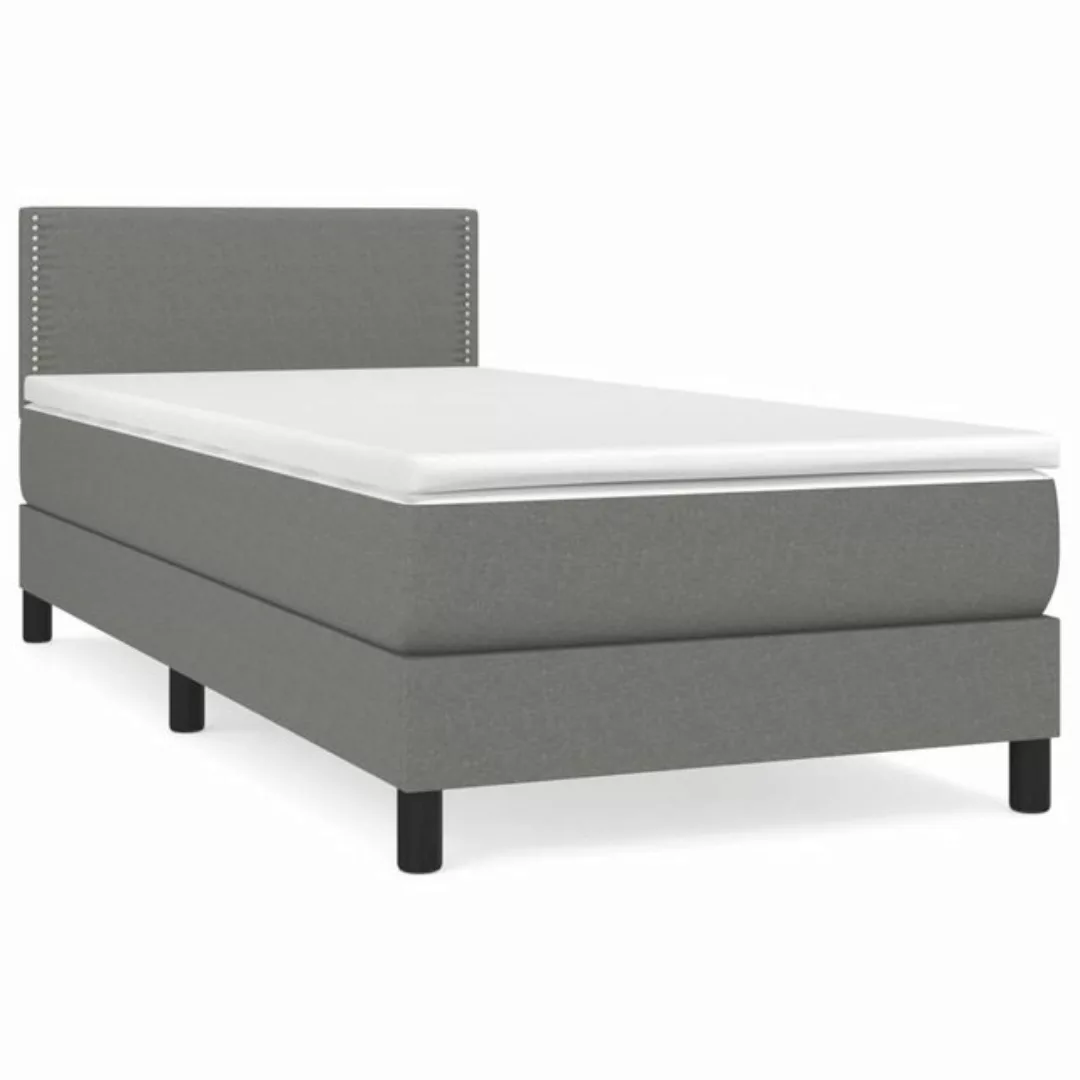 vidaXL Boxspringbett Boxspringbett mit Matratze Dunkelgrau 100x200 cm Stoff günstig online kaufen