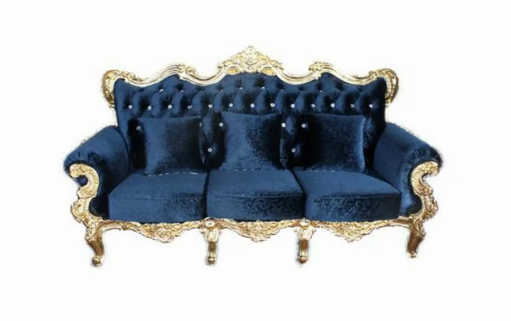 JVmoebel Sofa Klassischer Blauer Chesterfield Dreisitzer Polstermöbel Luxus günstig online kaufen