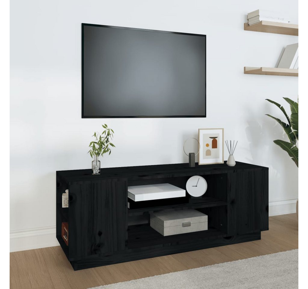 vidaXL TV-Schrank TV-Schrank Schwarz 110x35x40,5 cm Massivholz Kiefer Lowbo günstig online kaufen