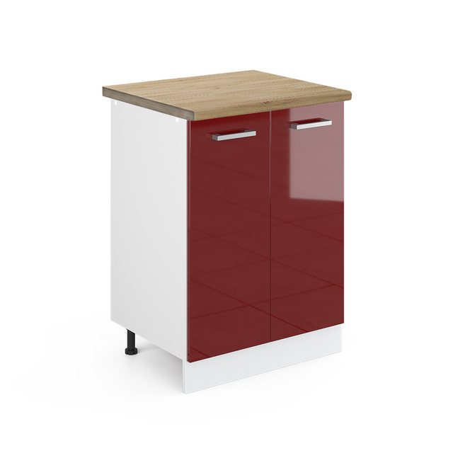 Vicco Unterschrank R-Line, Bordeaux Hochglanz/Weiß, 60 cm, AP Eiche günstig online kaufen