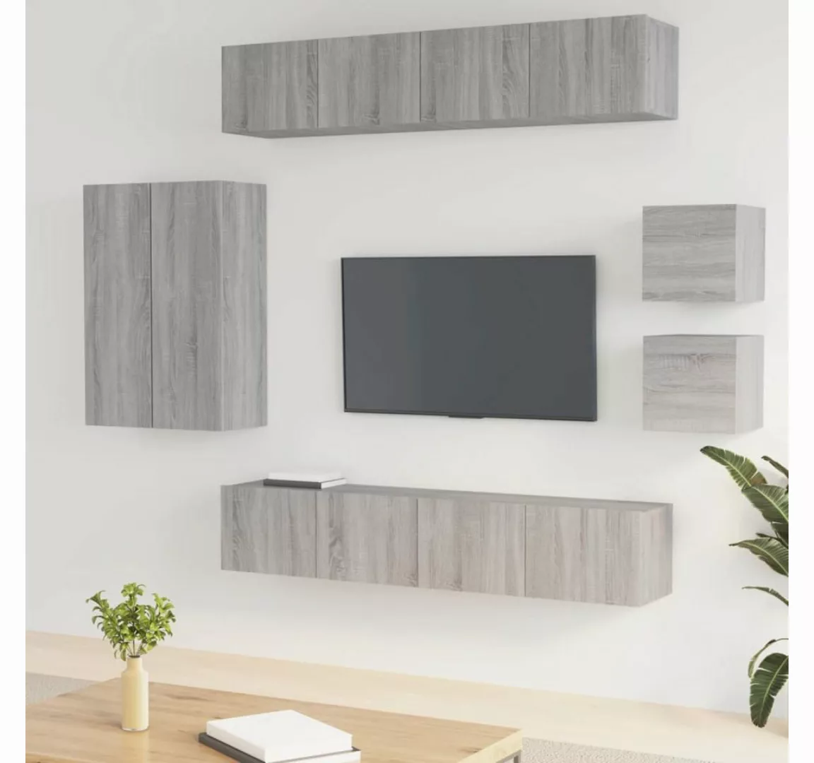 vidaXL Schrankmodule 8-tlg. TV-Schrank-Set Grau Sonoma Holzwerkstoff günstig online kaufen