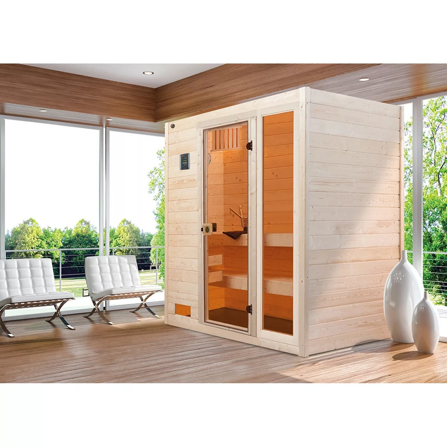 Weka Massivholzsauna Valida 2 GTF ohne Ofen Naturbelassen 189 x 139 cm günstig online kaufen