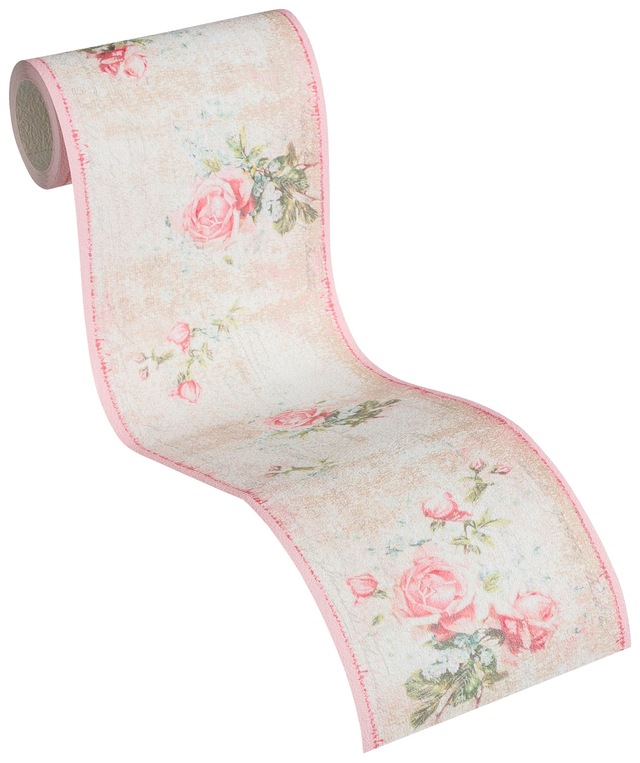 Bricoflor Shabby Chic Tapeten Bordüre mit Rosenmuster Florale Tapetenbordür günstig online kaufen