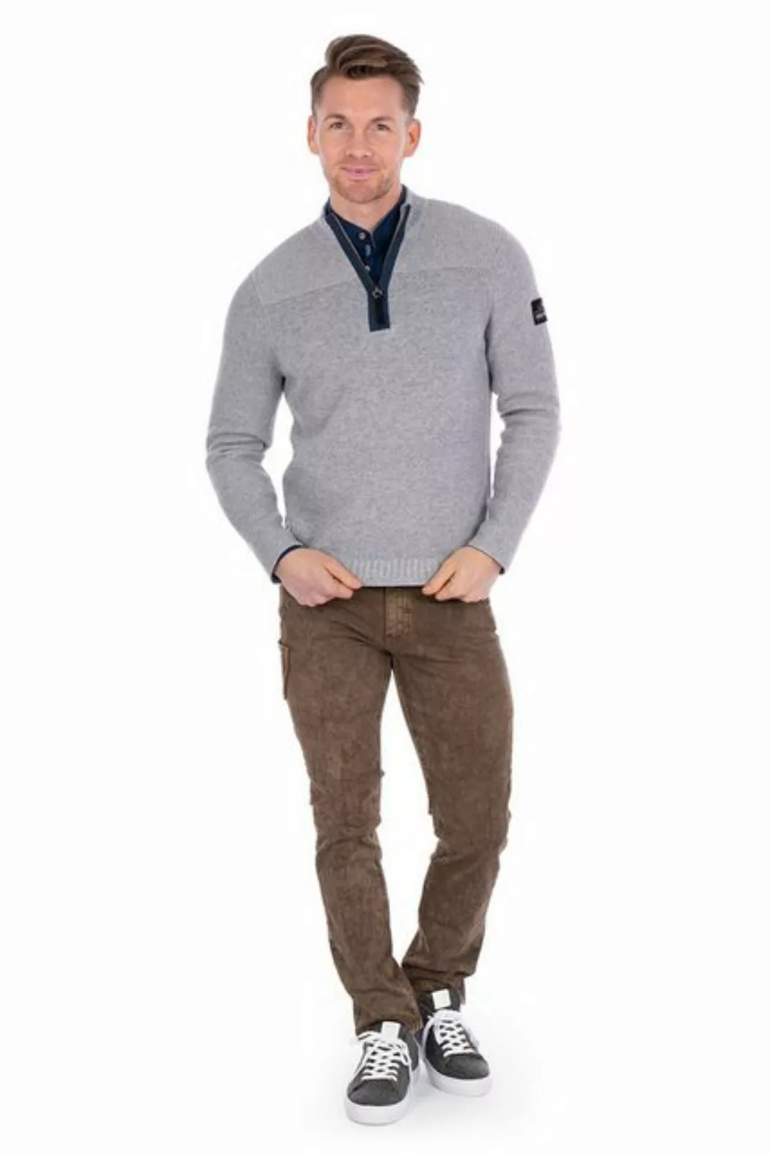 Spieth & Wensky Strickpullover Strickpullover Herren - ANTONIUS - grau mela günstig online kaufen