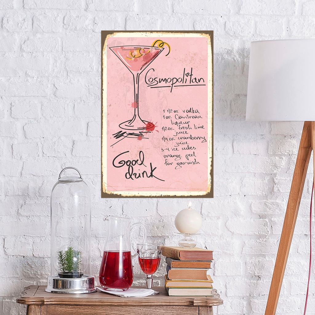 queence Metallbild "Cosmopolitan", Schriftzüge-Schriftzug-Getränke, (1 St.) günstig online kaufen