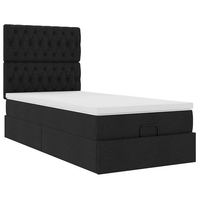 vidaXL Bett, Ottomane Bett mit Matratze & LEDs Schwarz 80x200 cm Stoff günstig online kaufen