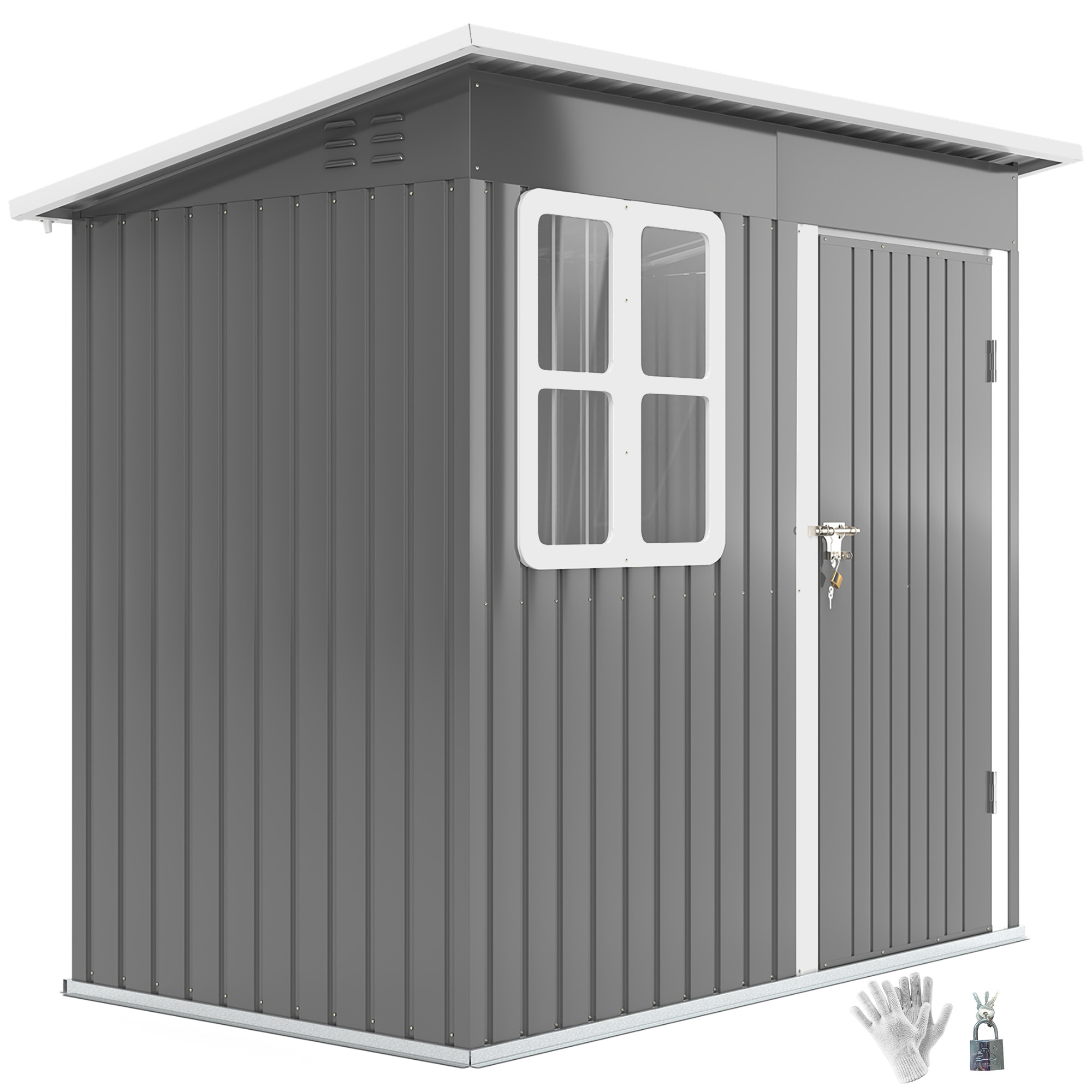 Outsunny Gerätehaus 2,55m², Gartenhaus mit Pultdach, 221 x 133 x 190/173 cm günstig online kaufen