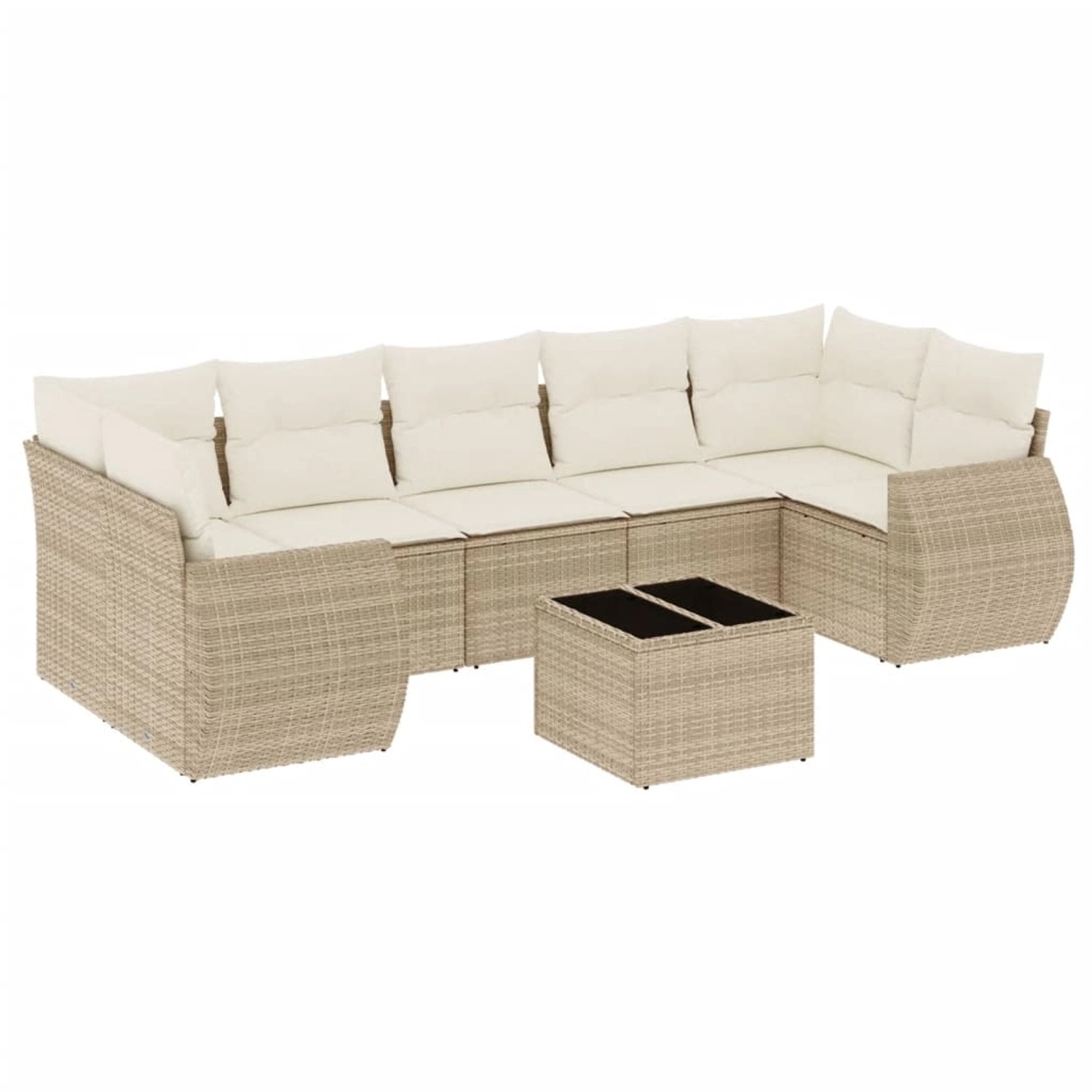 vidaXL 8-Tlg Garten-Sofagarnitur mit Kissen Beige Poly Rattan 3253475 günstig online kaufen
