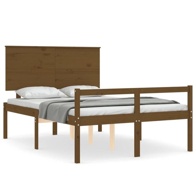 vidaXL Bett Seniorenbett mit Kopfteil Honigbraun Massivholz günstig online kaufen