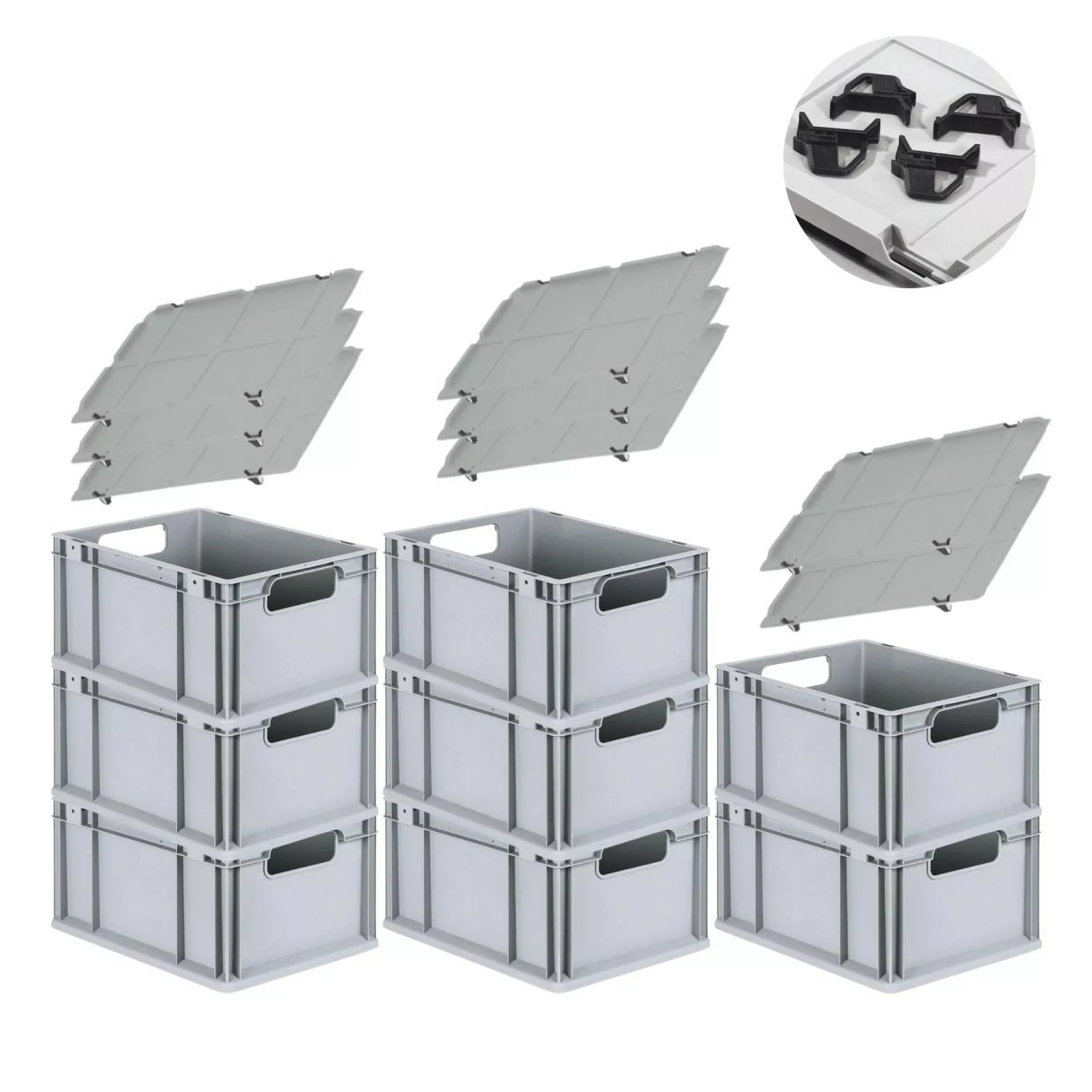 PROREGAL Spar Set 8x Eurobox Nextgen Economy Mit Auflagedeckel & 4x Schiebe günstig online kaufen