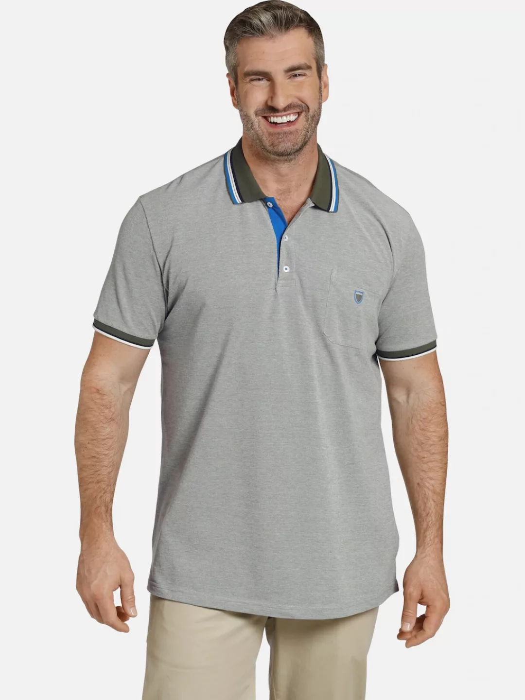 Charles Colby Poloshirt EARL IVOR zweifarbiges Pikee-Poloshirt günstig online kaufen