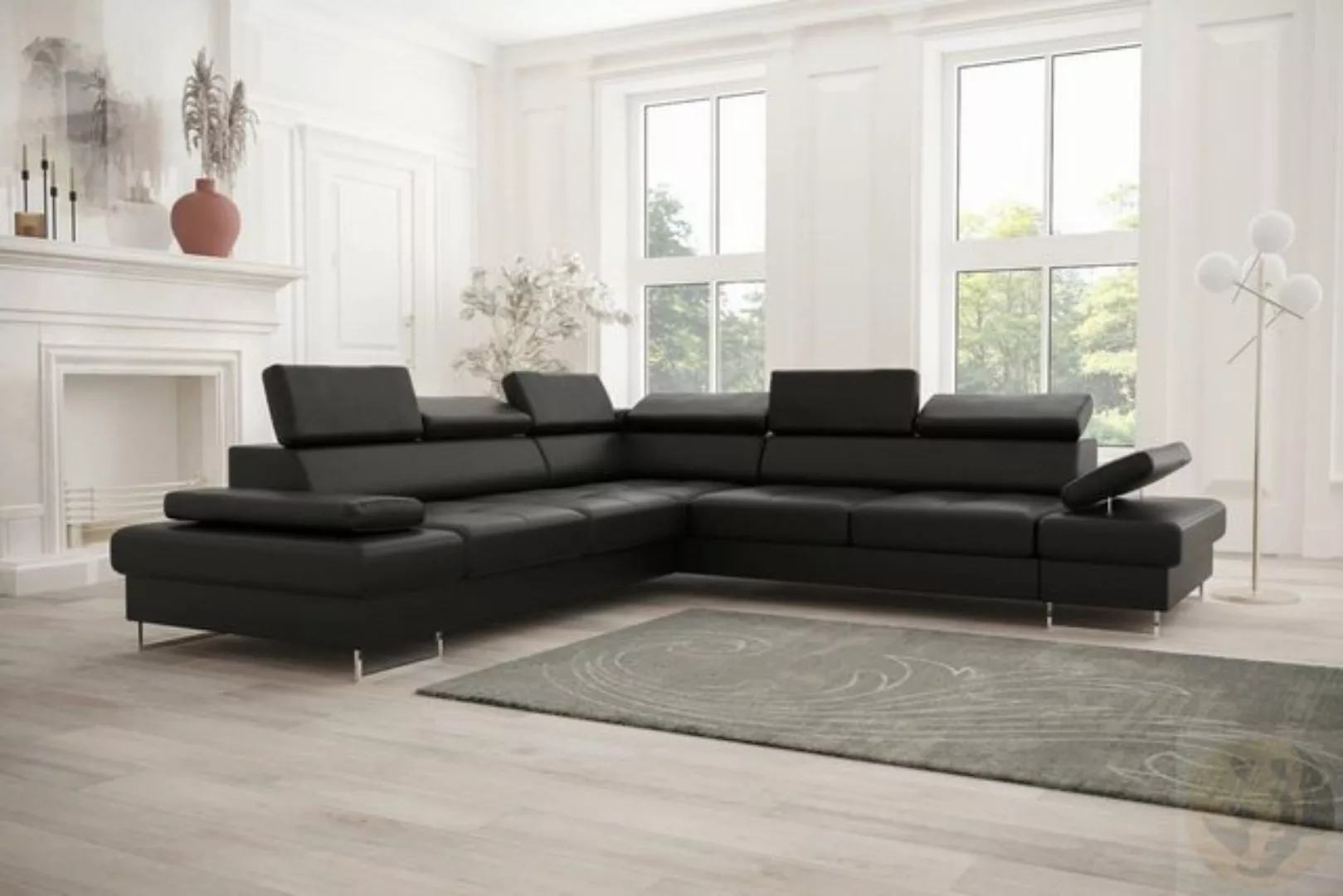 Friderik-EU Ecksofa GALAXY MAX Große Echtleder Couch Links/Rechts 208x208, günstig online kaufen