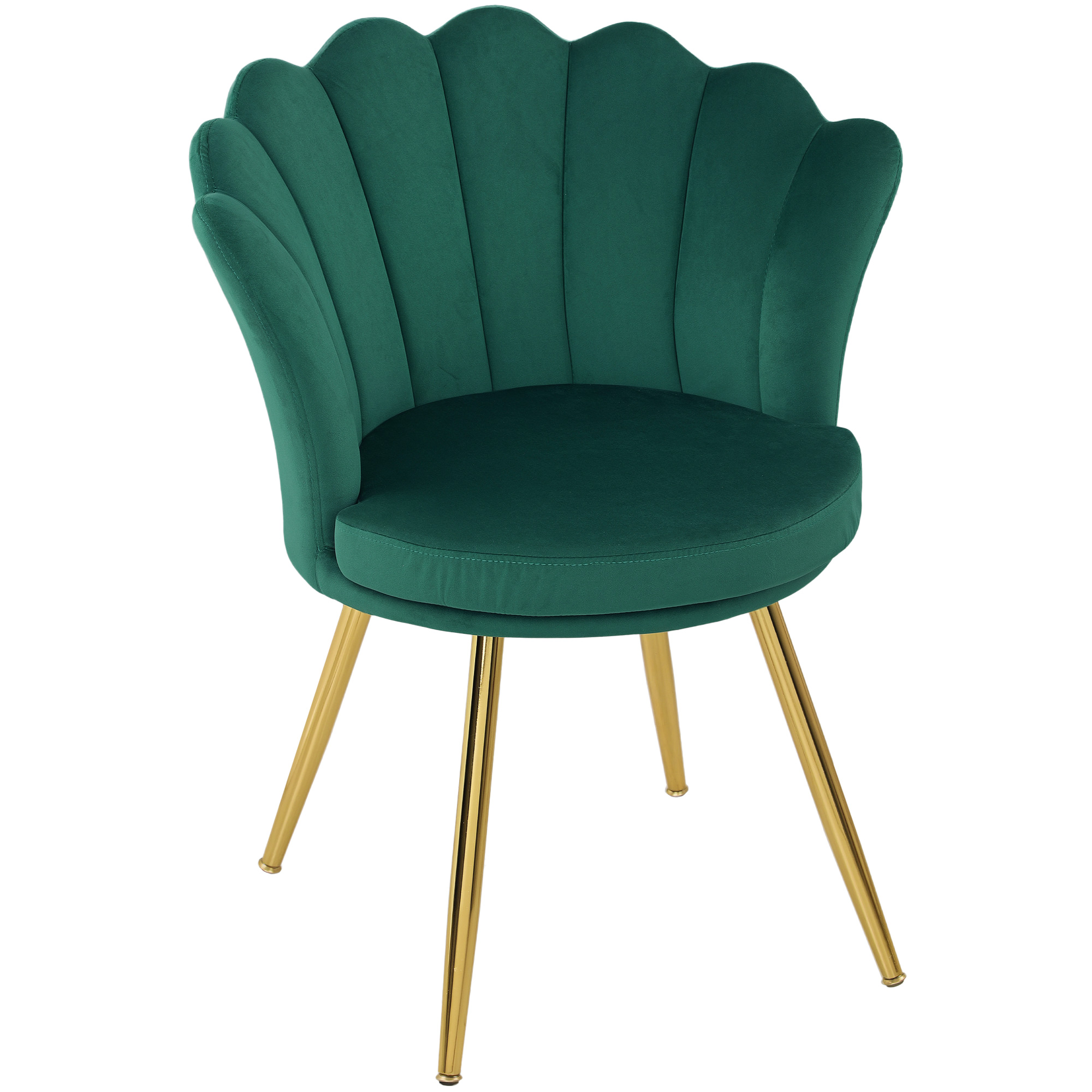 HOMCOM Muschelstuhl Frisierstuhl Samtstuhl Salonstuhl mit goldenen Metallbe günstig online kaufen