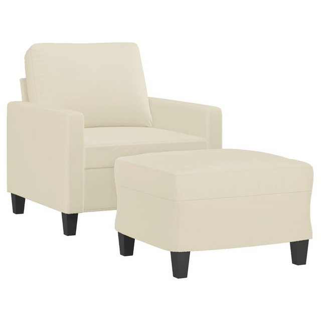 vidaXL Sofa Sessel mit Hocker Creme 60 cm Kunstleder günstig online kaufen