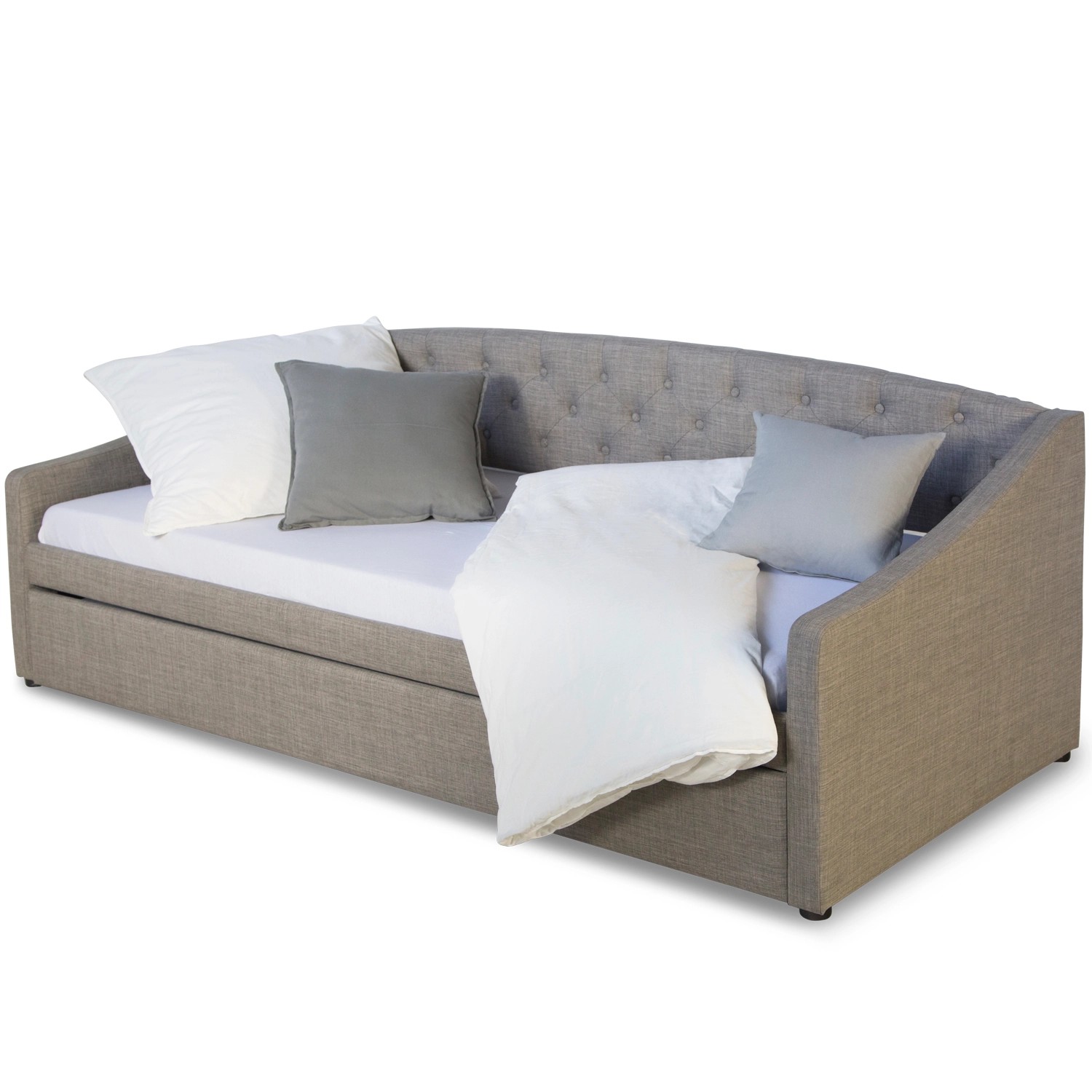 Homestyle4u Polsterbett 90x200 mit Schlaffunktion Einzelbett Tagesbett Grau günstig online kaufen