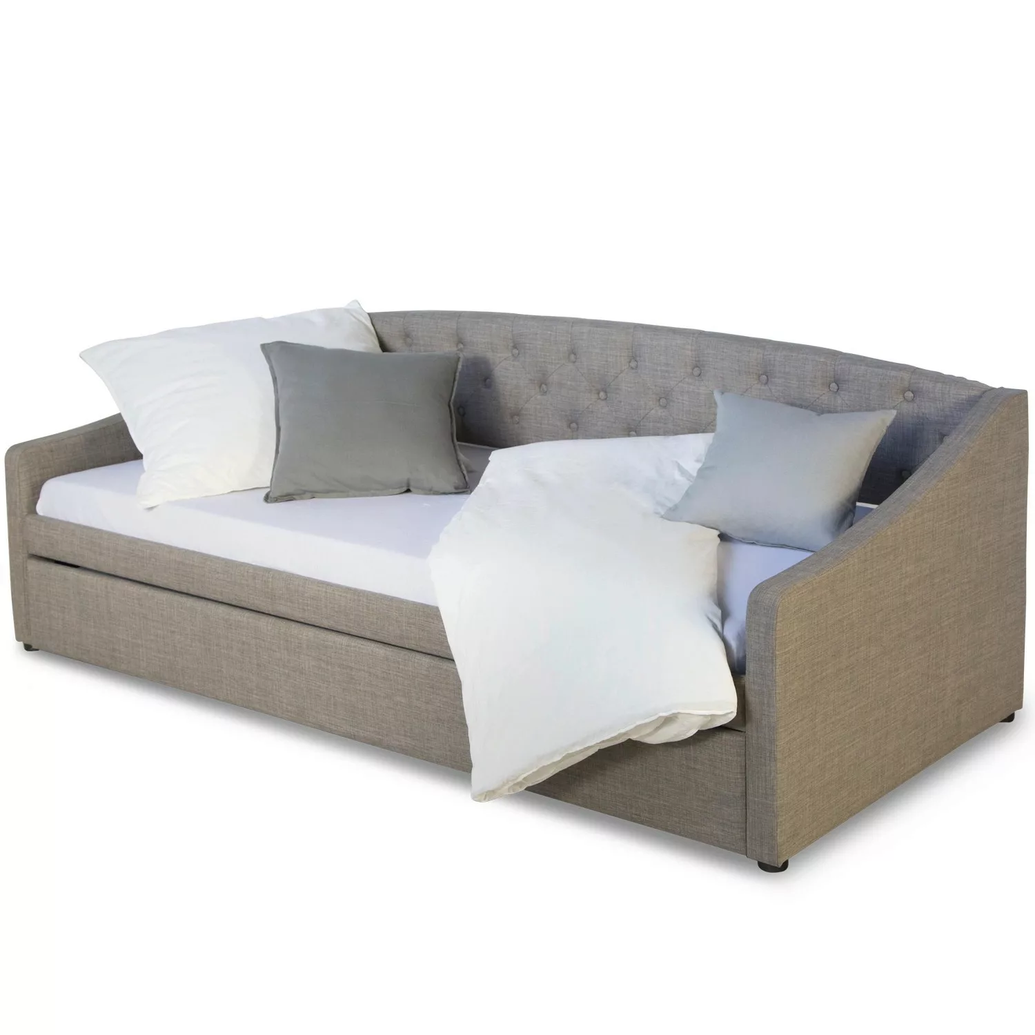 Homestyle4u Polsterbett 90x200 Schlaffunktion Einzelbett Tagesbett Grau Sch günstig online kaufen