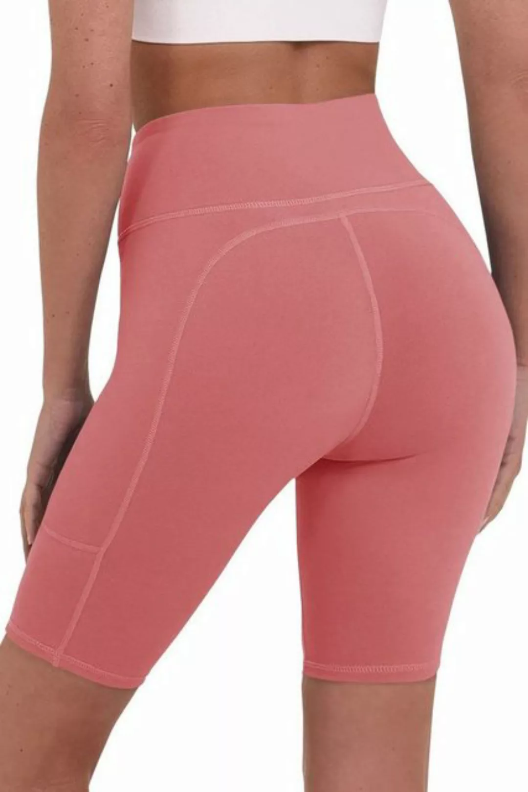 TCA 3/4-Hose Damen Yoga-Shorts mit hoher Taille und Handytasche - Dunkelpin günstig online kaufen