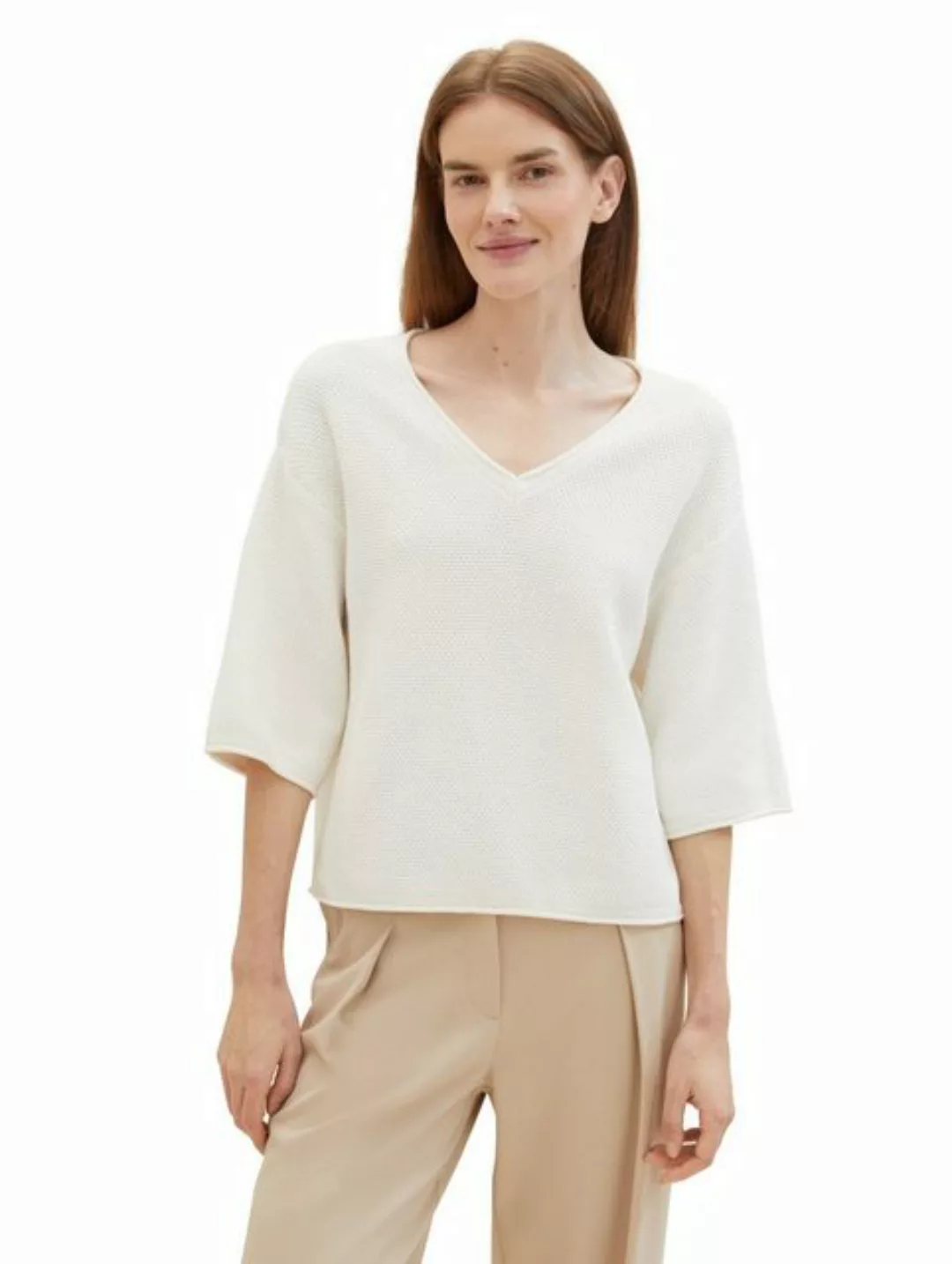 TOM TAILOR V-Ausschnitt-Pullover mit Drop-Shoulder günstig online kaufen