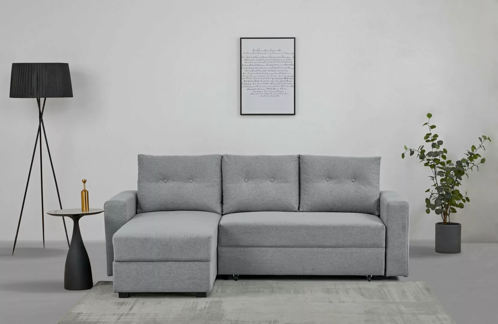 Home affaire Ecksofa TOFFEN, 217 cm, L-Form, mit Schlaffunktion u. Bettkast günstig online kaufen