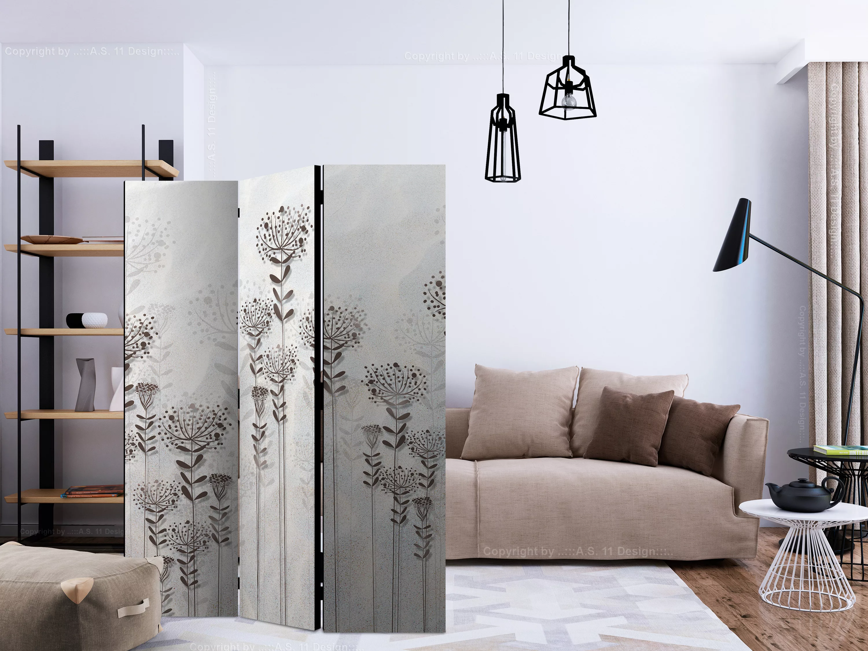 3-teiliges Paravent - Winter Garden [room Dividers] günstig online kaufen