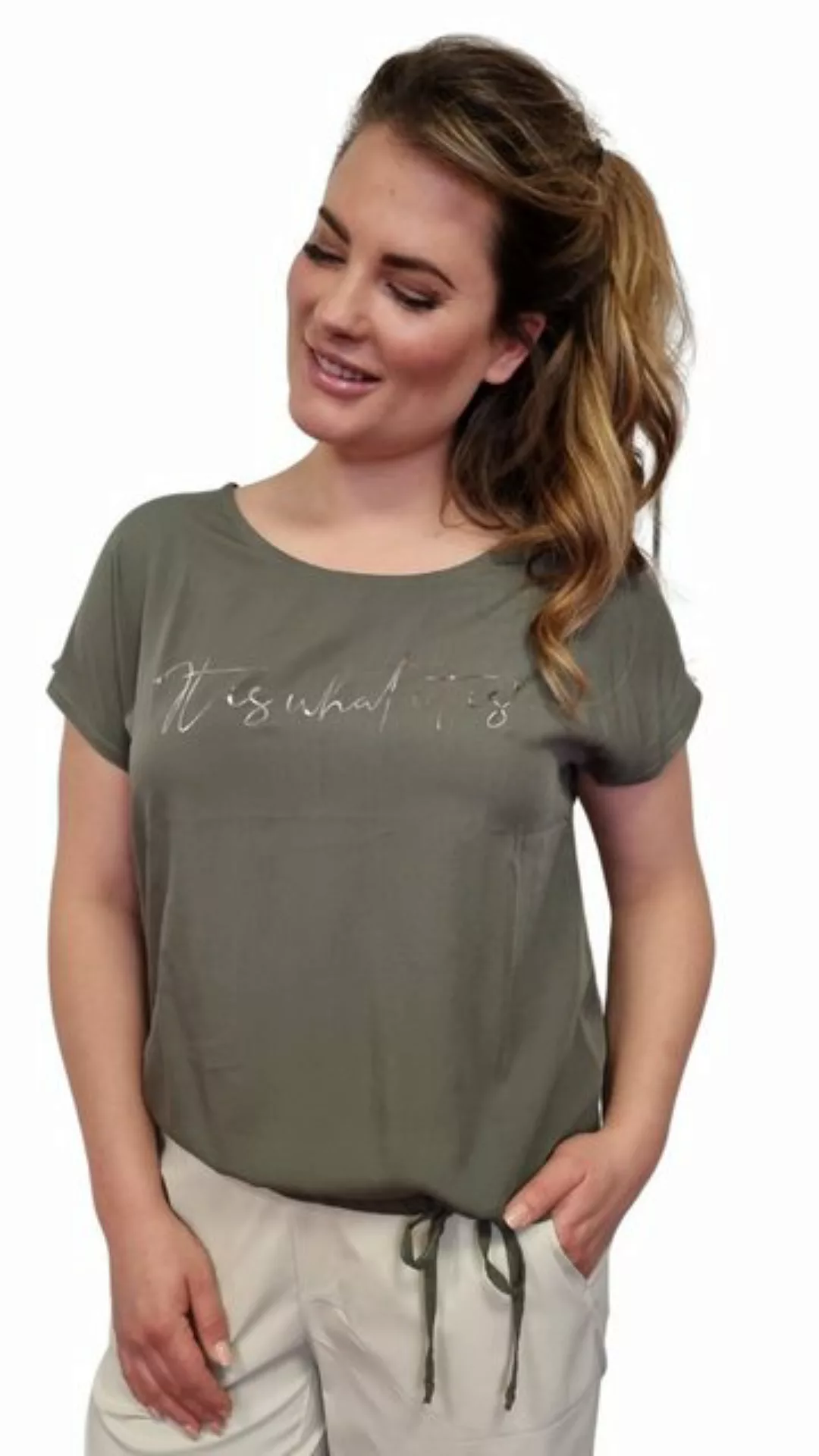 Estefania for woman Blusenshirt mit Tunnelzug und Schriftzug günstig online kaufen