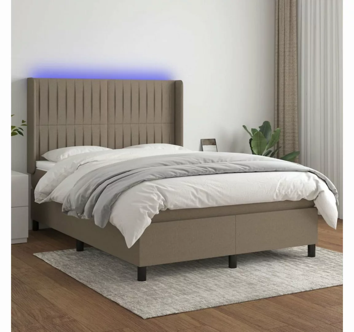 vidaXL Boxspringbett Boxspringbett mit Matratze und LED Stoff (140 x 200 cm günstig online kaufen