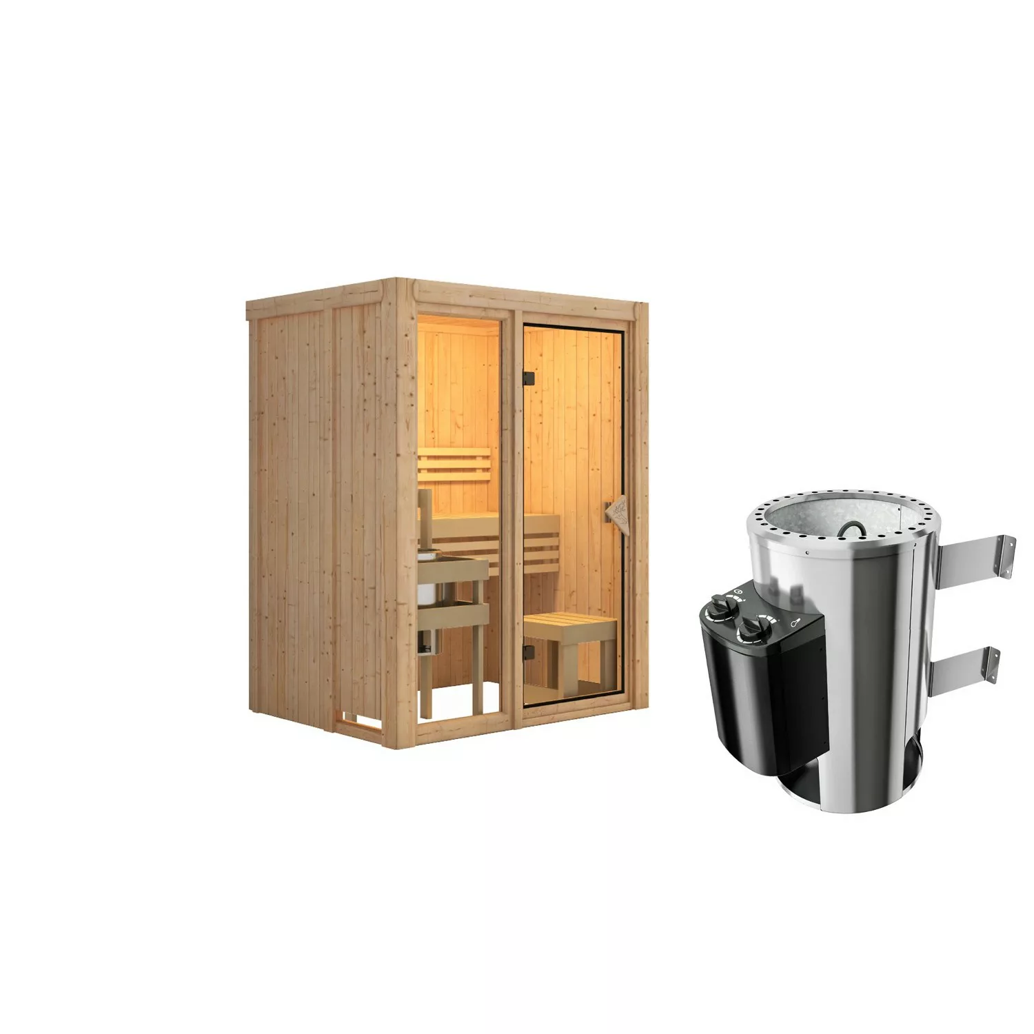 Karibu Sauna Sky 1 Naturbelassen mit Ofen 3,6 kW integr. Steuerung günstig online kaufen