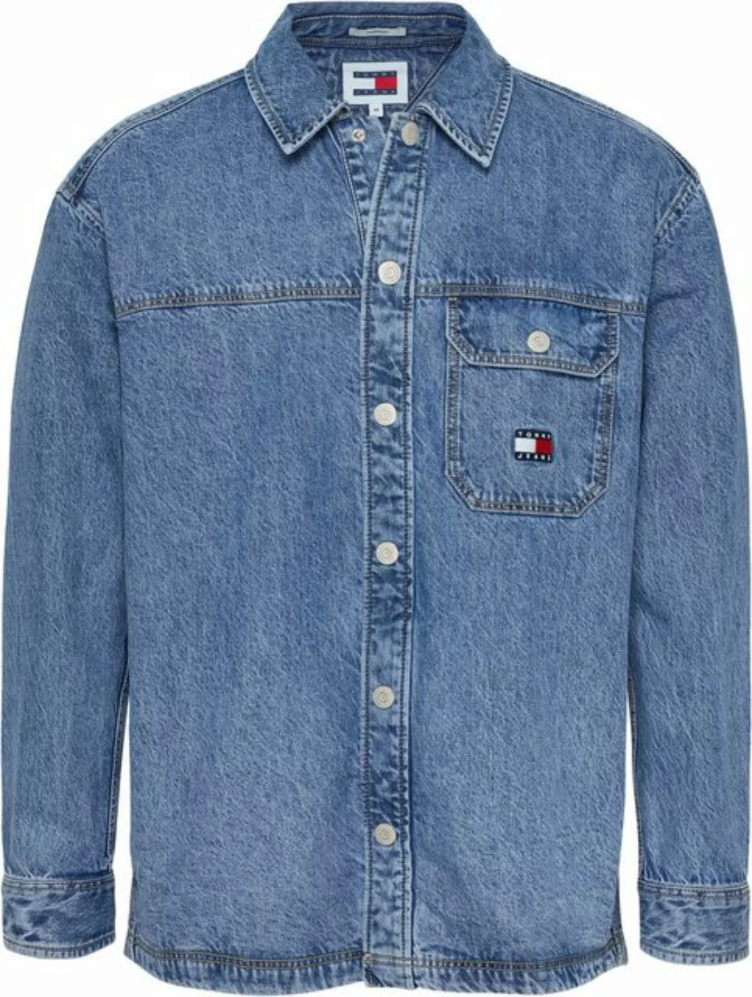 Tommy Jeans Jeanshemd TJM ESSENTIAL DENIM OVERSHIRT mit Logostickerei günstig online kaufen