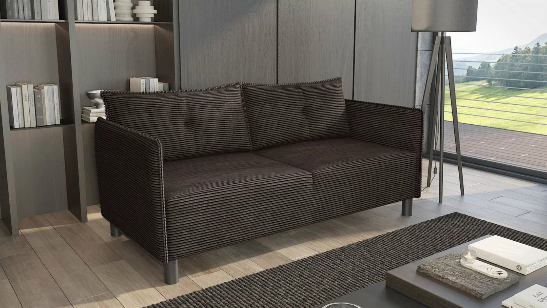 Fun Möbel 2-Sitzer Designersofa DECLAN in Stoff Lincoln, inkl. 2 Rückenkiss günstig online kaufen