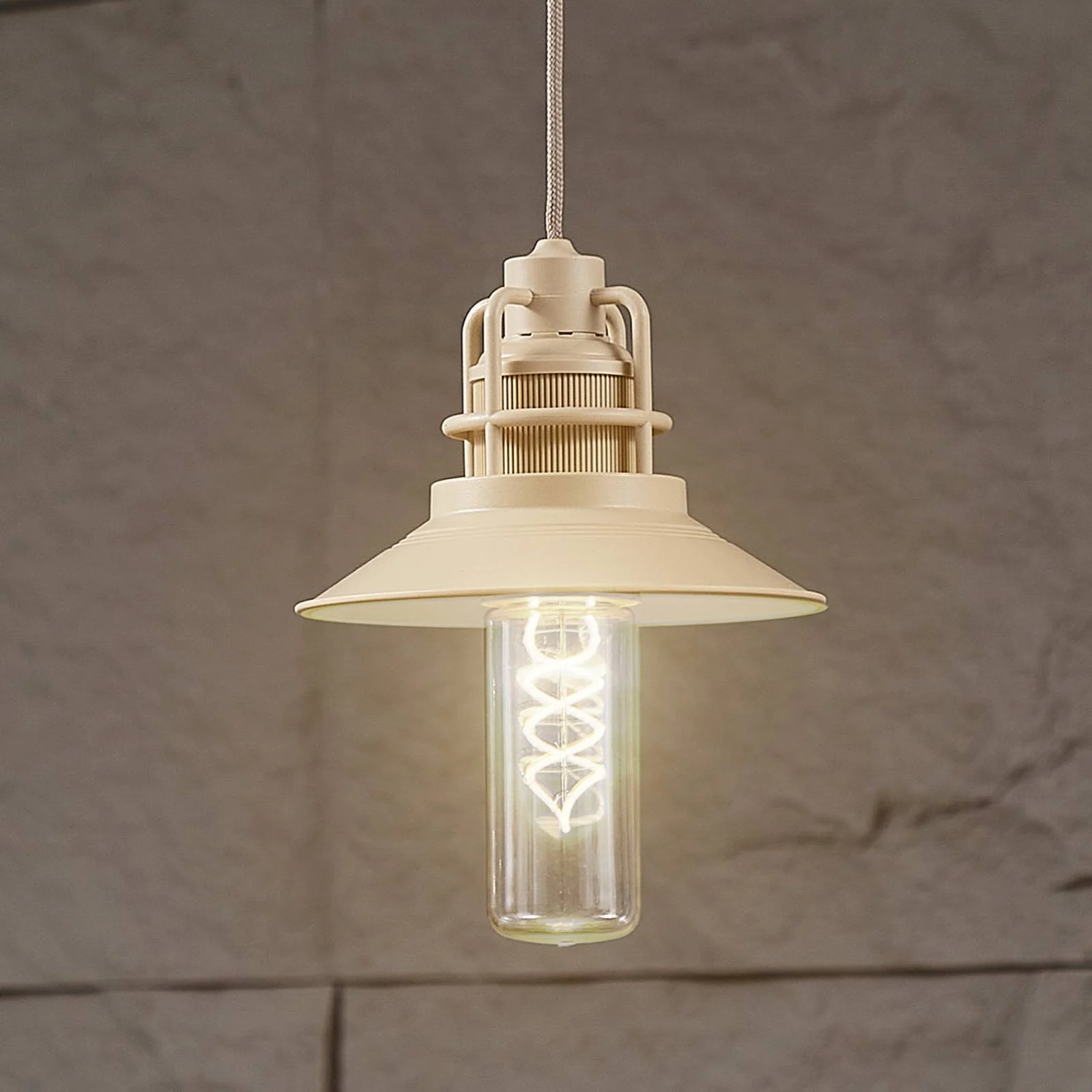 Lindby LED-Akku-Hängeleuchte Raul, beige, Alu, Ø 15cm günstig online kaufen