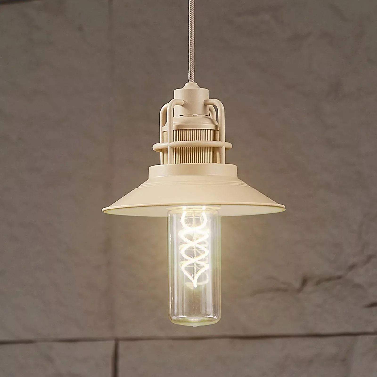 Lindby LED-Akku-Hängeleuchte Raul, beige, Alu, Ø 15cm günstig online kaufen