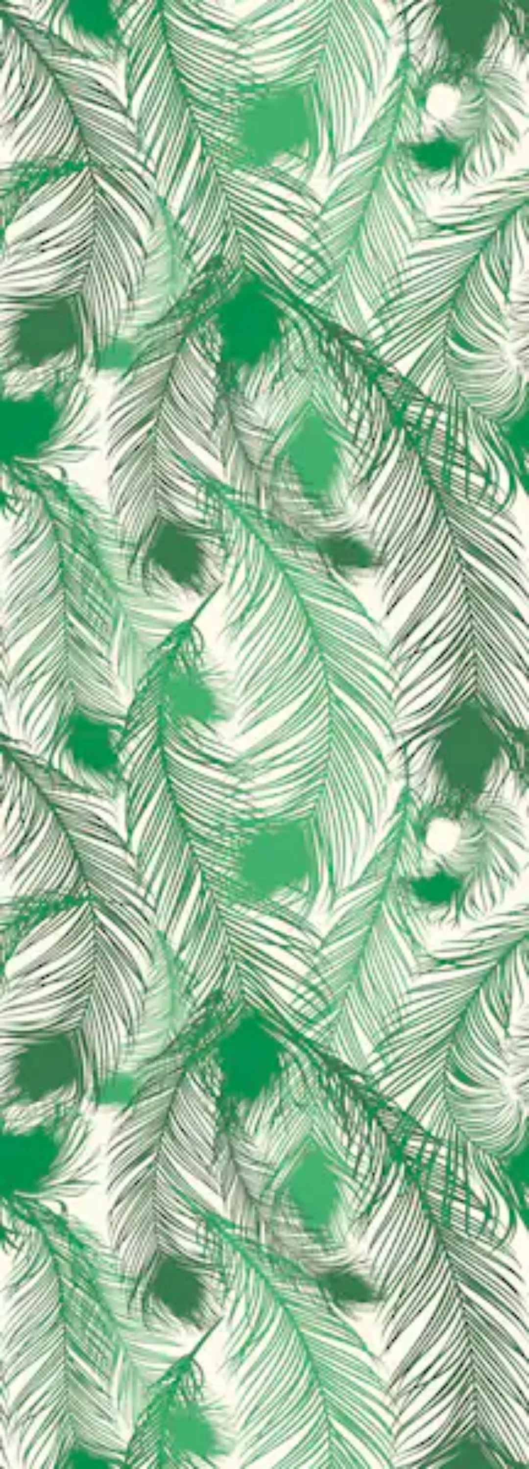 queence Vinyltapete »Federn-Grün«, 90 x 250 cm, selbstklebend günstig online kaufen