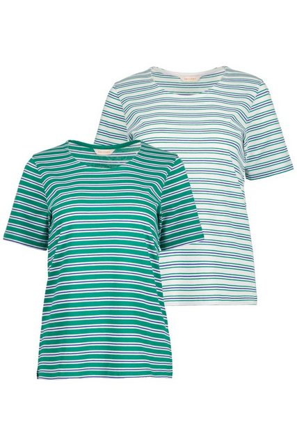 Gina Laura Rundhalsshirt T-Shirts 2er-Pack Ringel Rundhals Halbarm (2-tlg) günstig online kaufen