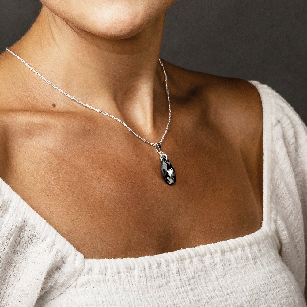 Schöner-SD Kette mit Anhänger Tropfen Kristall günstig online kaufen