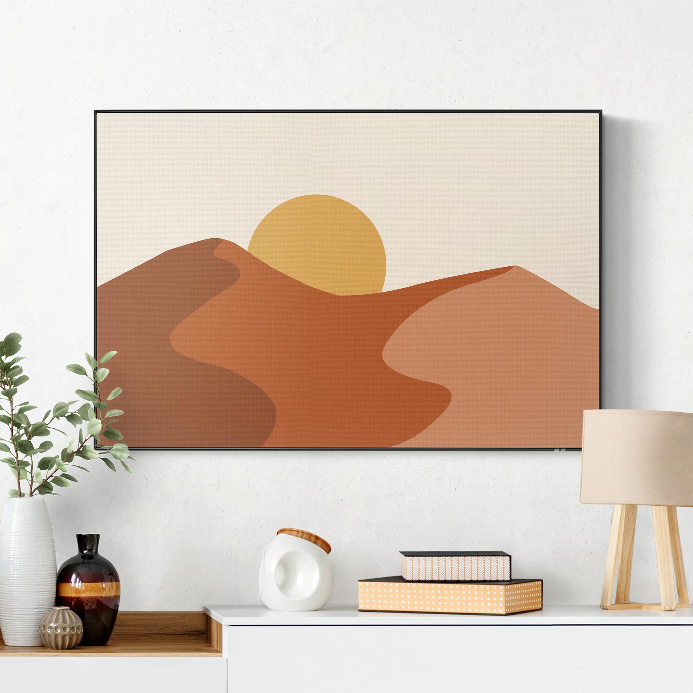 Akustik-Wechselbild mit Spannrahmen Aufgehende Sonne in der Wüste günstig online kaufen