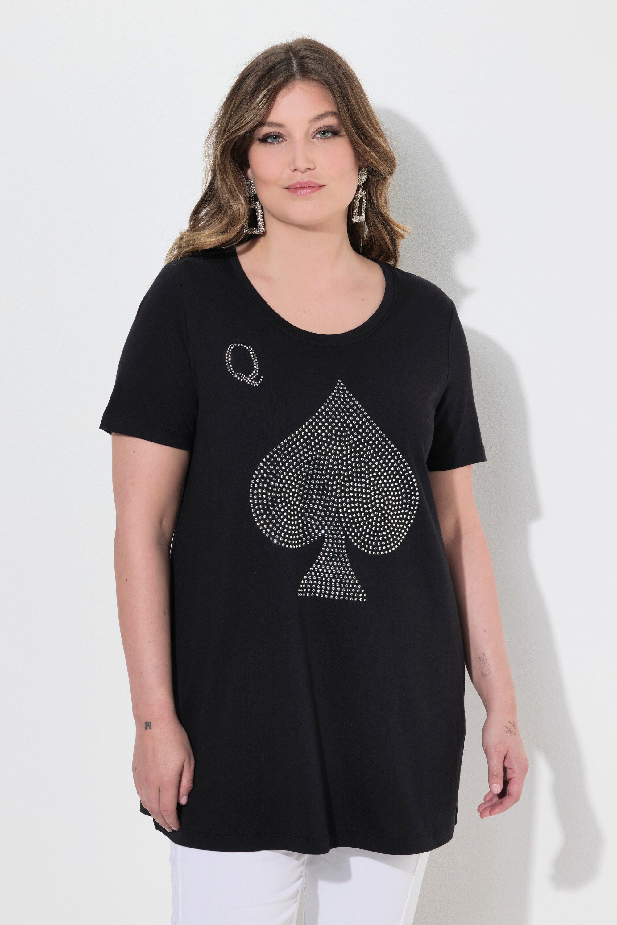 MIAMODA T-Shirt T-Shirt A-Linie Spielkarten-Motiv Glitzersteinchen günstig online kaufen