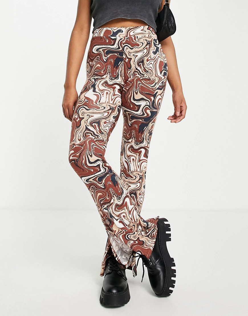 Violet Romance – Hose aus Jersey mit weitem Bein und marmoriertem Muster, K günstig online kaufen