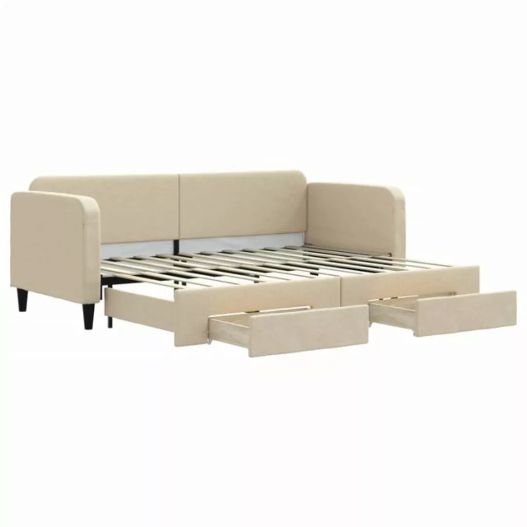 vidaXL Bett Tagesbett Ausziehbar mit Schubladen Creme 80x200 cm Stoff günstig online kaufen