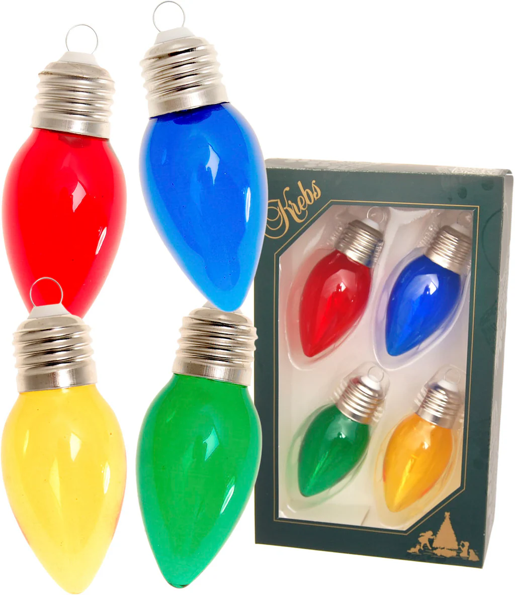 Krebs Glas Lauscha Christbaumschmuck "Glühbirne rot/goldfarben/grün/blau, H günstig online kaufen