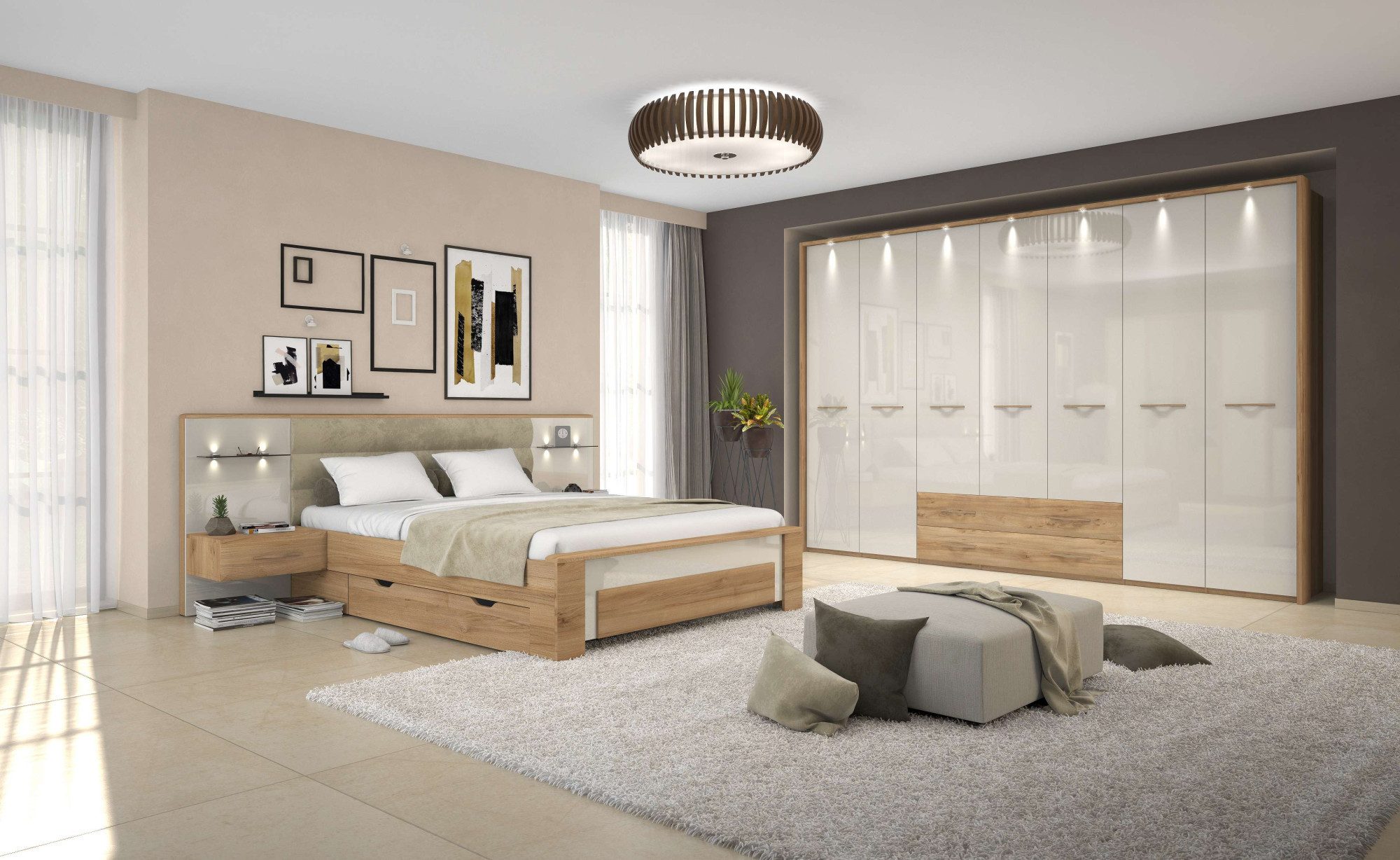 Home affaire Kleiderschrank "Gala, beige hochglänzend UV lackiert, kratzfes günstig online kaufen