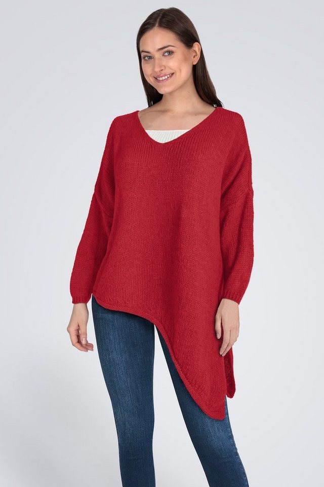 PEKIVESSA Strickpullover Asymmetrischer Grobstrick-Pullover oversized Damen günstig online kaufen