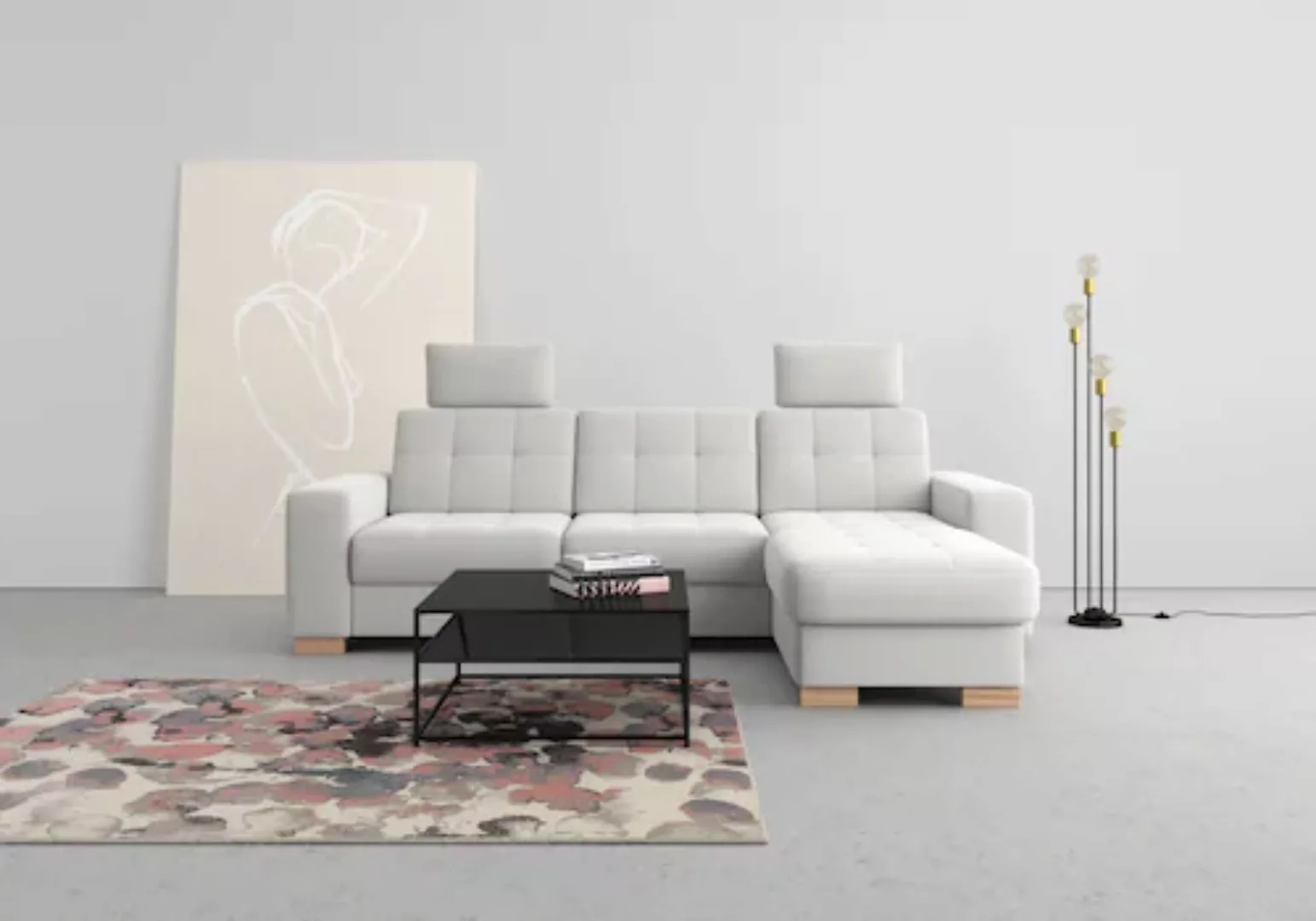 sit&more Ecksofa »Quincy L-Form«, wahlweise mit Bettfunktion und Bettkasten günstig online kaufen