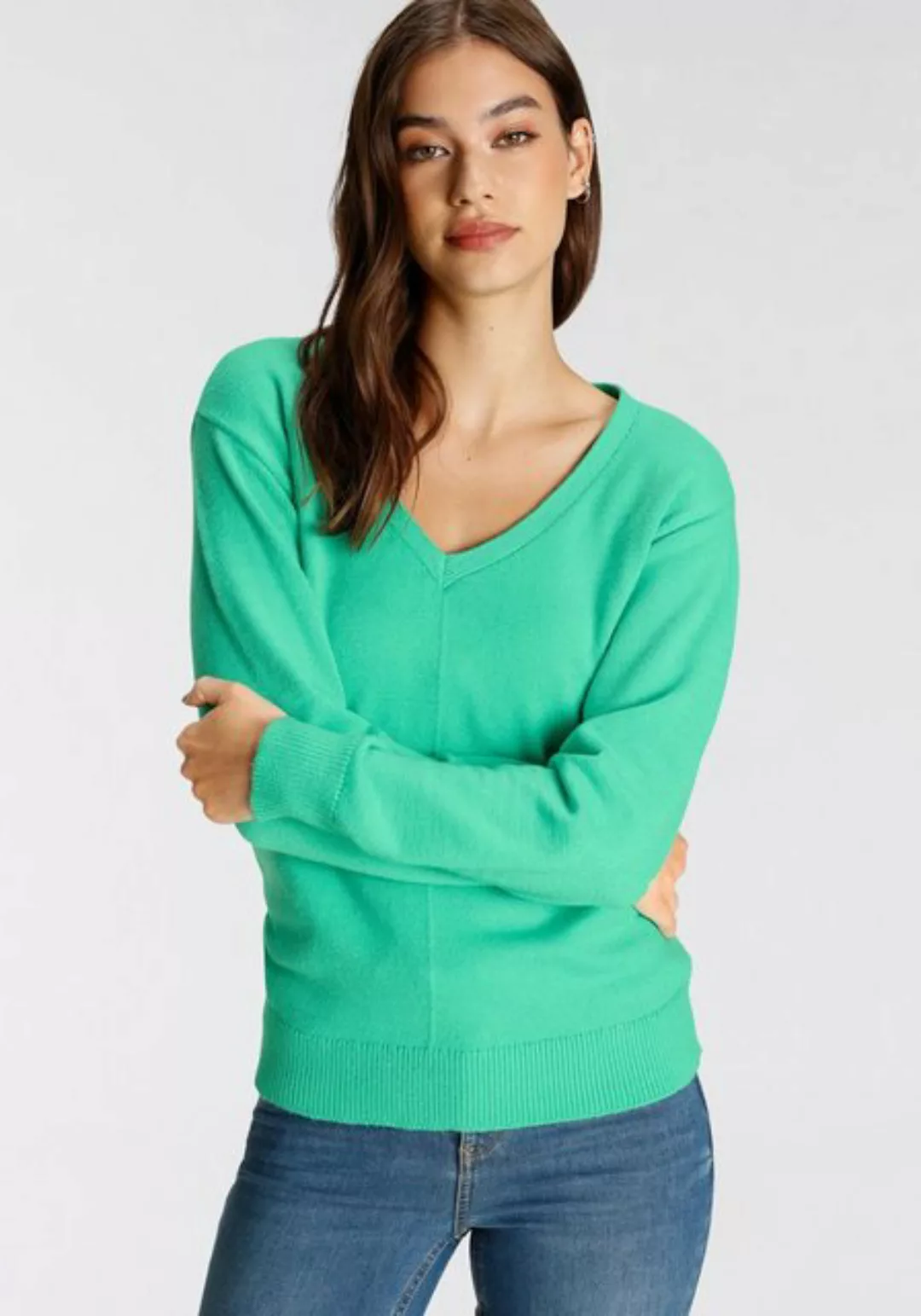 Tamaris V-Ausschnitt-Pullover mit Frontbiese günstig online kaufen
