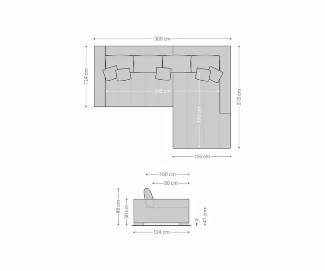 DELIFE Wohnlandschaft Josea, Cord Silbergrau 300x220 cm Ottomane rechts Eck günstig online kaufen