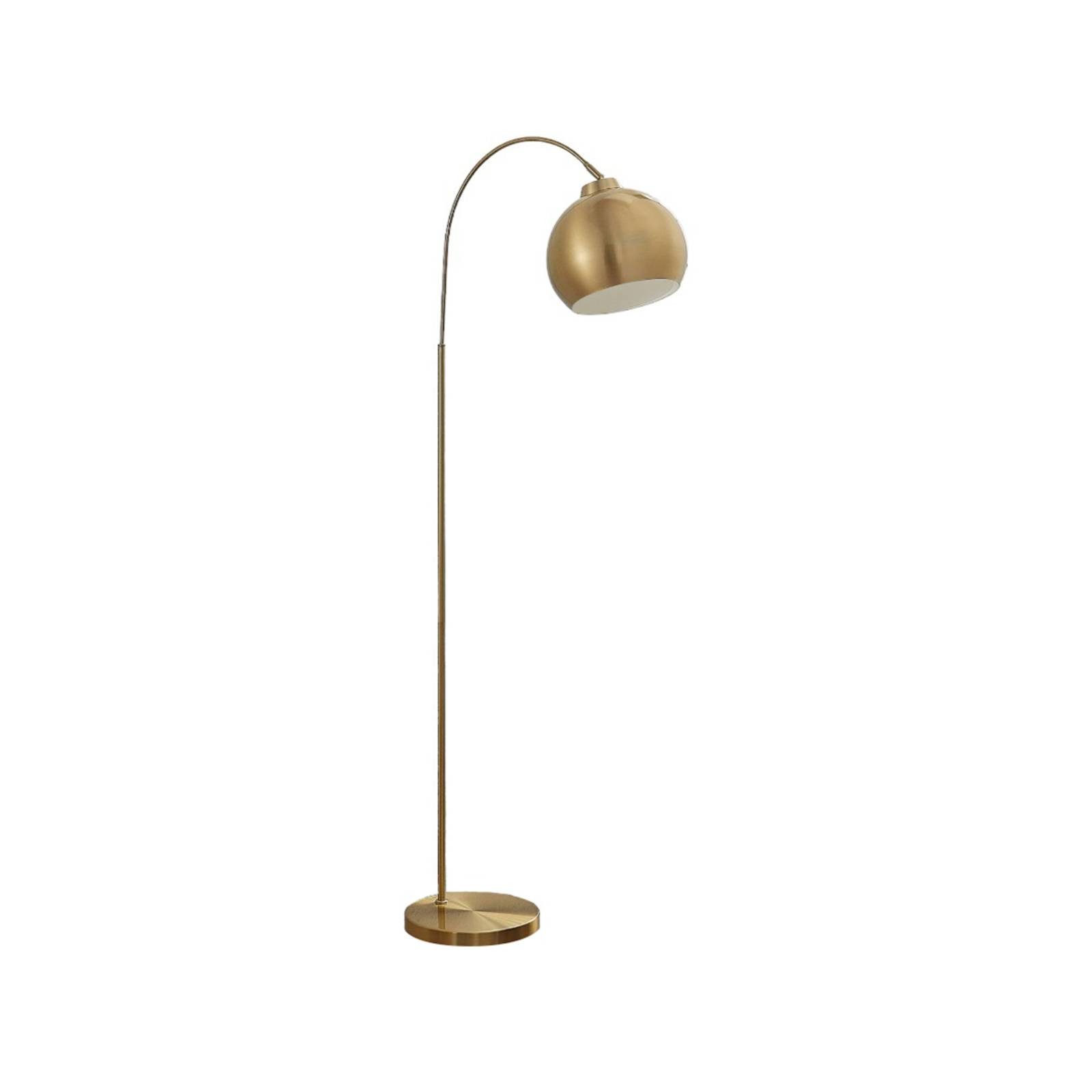 Lindby Bogenstehlampe Moisia, messingfarben, Metall, 148 cm günstig online kaufen