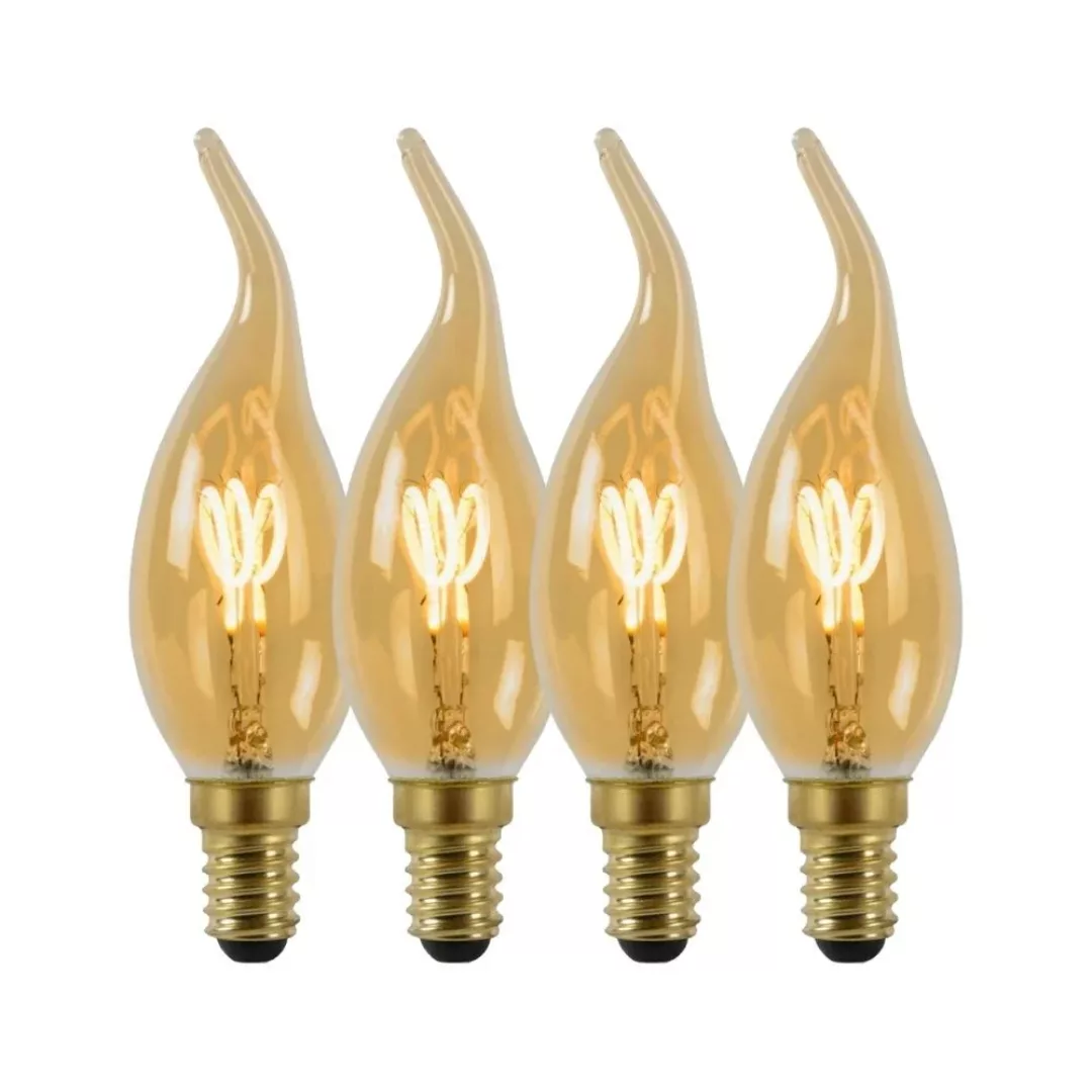 LED Leuchtmittel E14 Windstoßkerze - BA38 in Amber 3W 165lm 4er-Pack günstig online kaufen