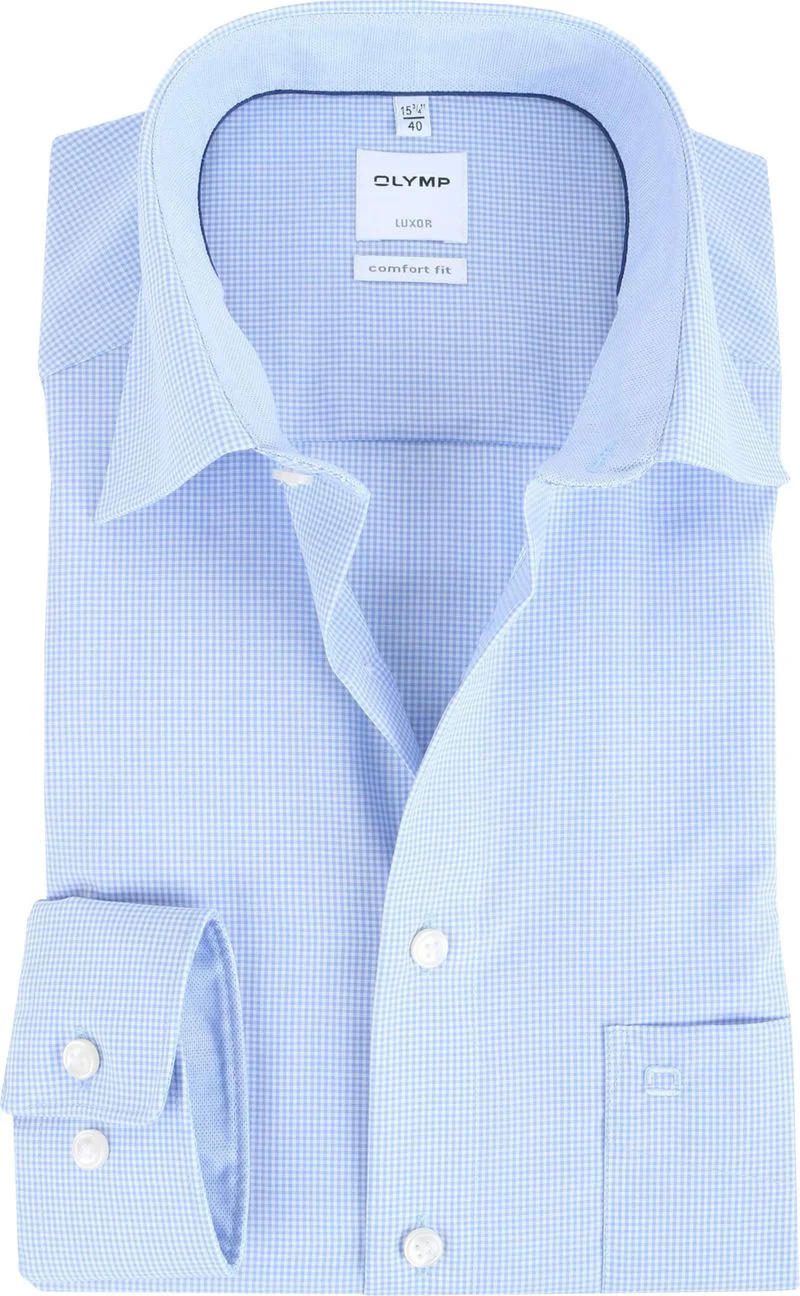OLYMP Luxor Comfort Fit Hemd Blau Karo - Größe 45 günstig online kaufen